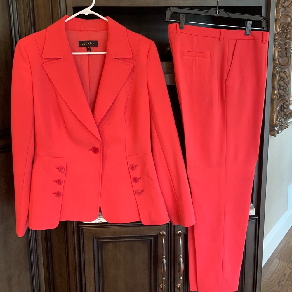 Escada pants suit.  Bright pink